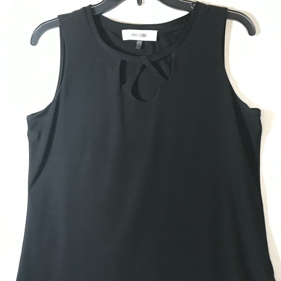 Jones Studio Blouse/Shell Front Lining Cutout Neckline Black Size M - Picture 1 of 2